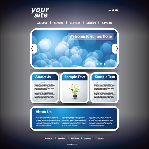 蓝色网站模板矢量素材(编号:20140906101515)-网站模板-广告设计-矢量